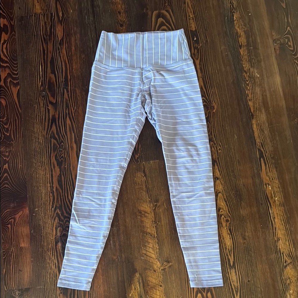 Sultry 7/8 Legging: Amethyst/Oatmilk Stripe XS